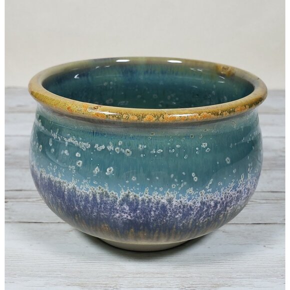 Pamela Rodger Planter Teal Blue Porcelain Bragg Creek AB 4.5" Canadian Pottery - Picture 1 of 10
